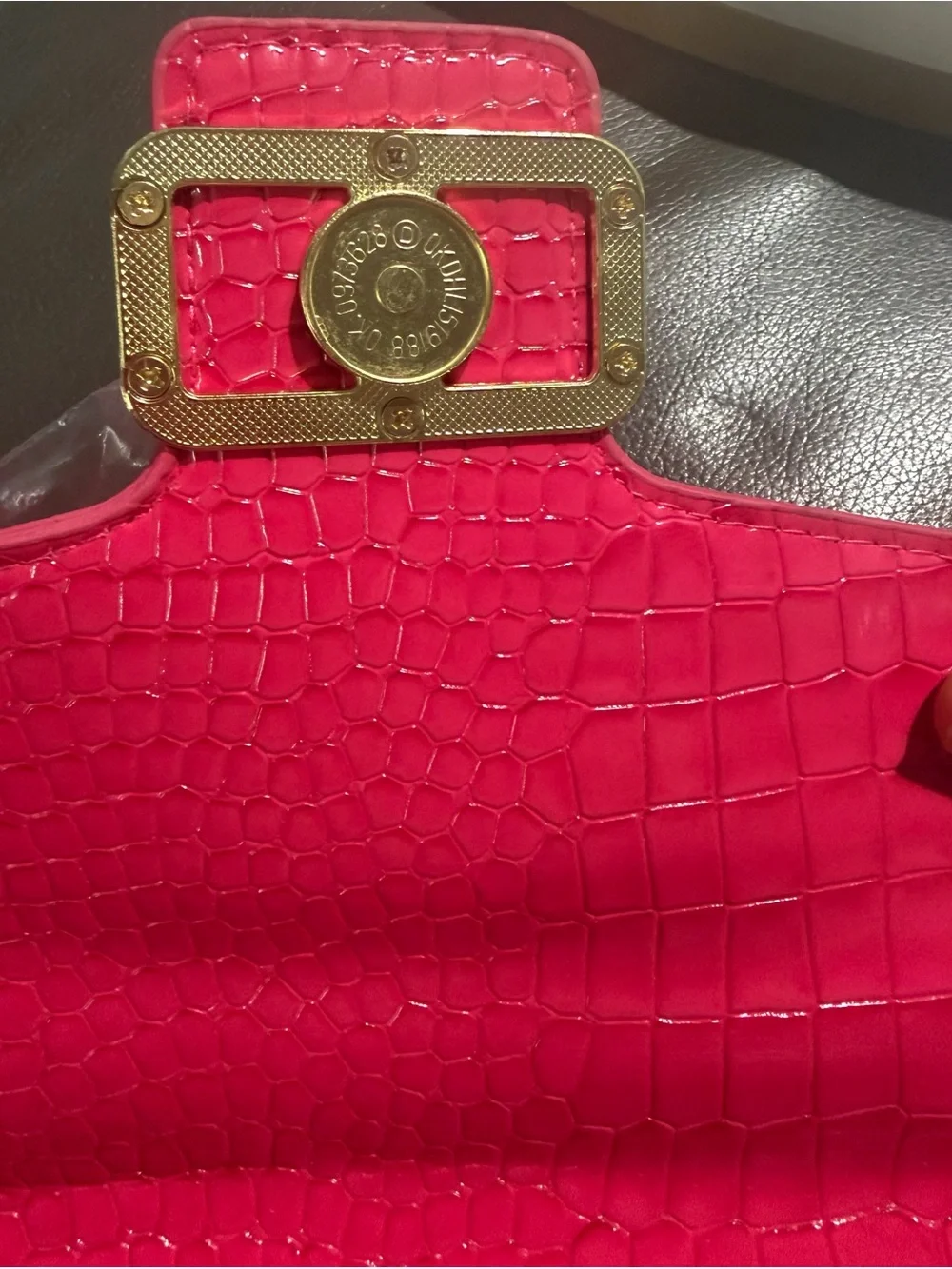 Faux Croc Embossed Crossbody Bag - Hot Pink